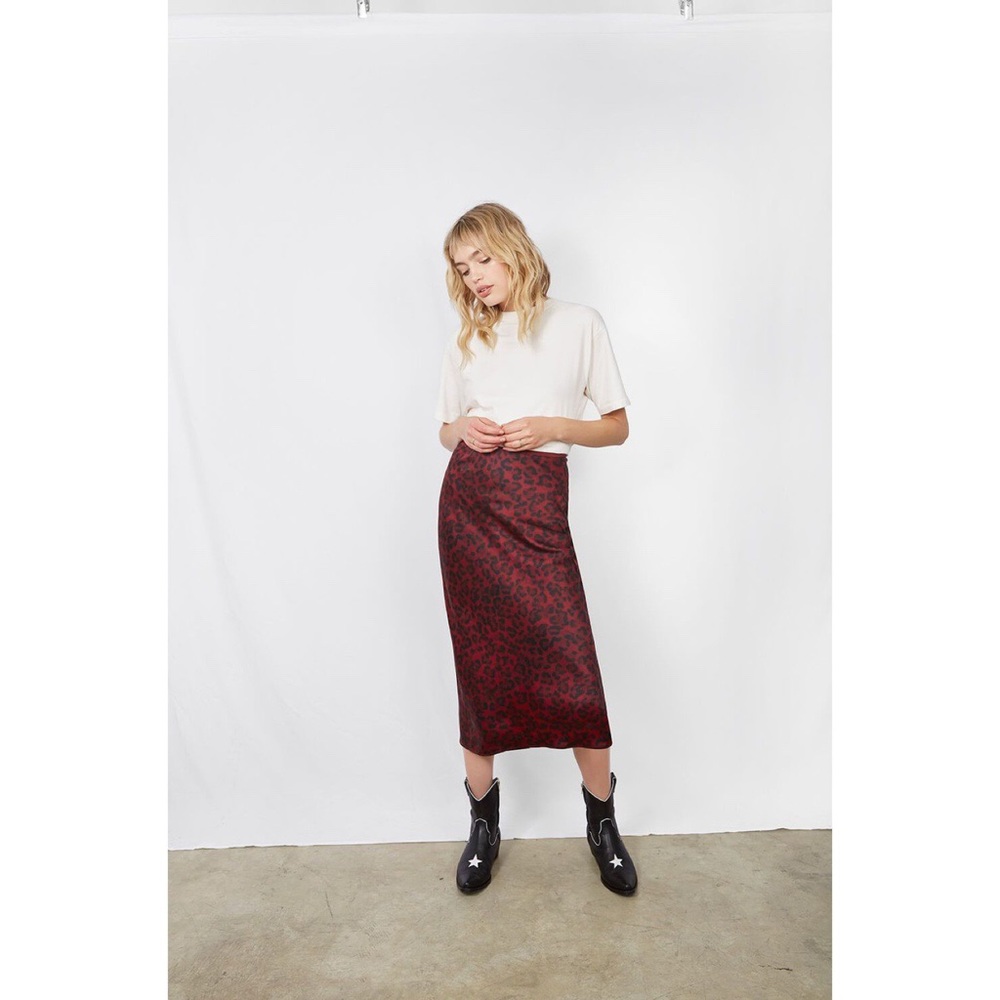 Anine Bing bar silk skirt in red leo